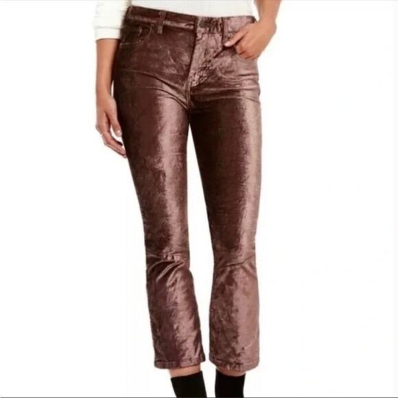 FREE PEOPLE | Velvet Cropped Flare Pants in Taupe Purple Women’s Size 28 (6) - Picture 2 of 12